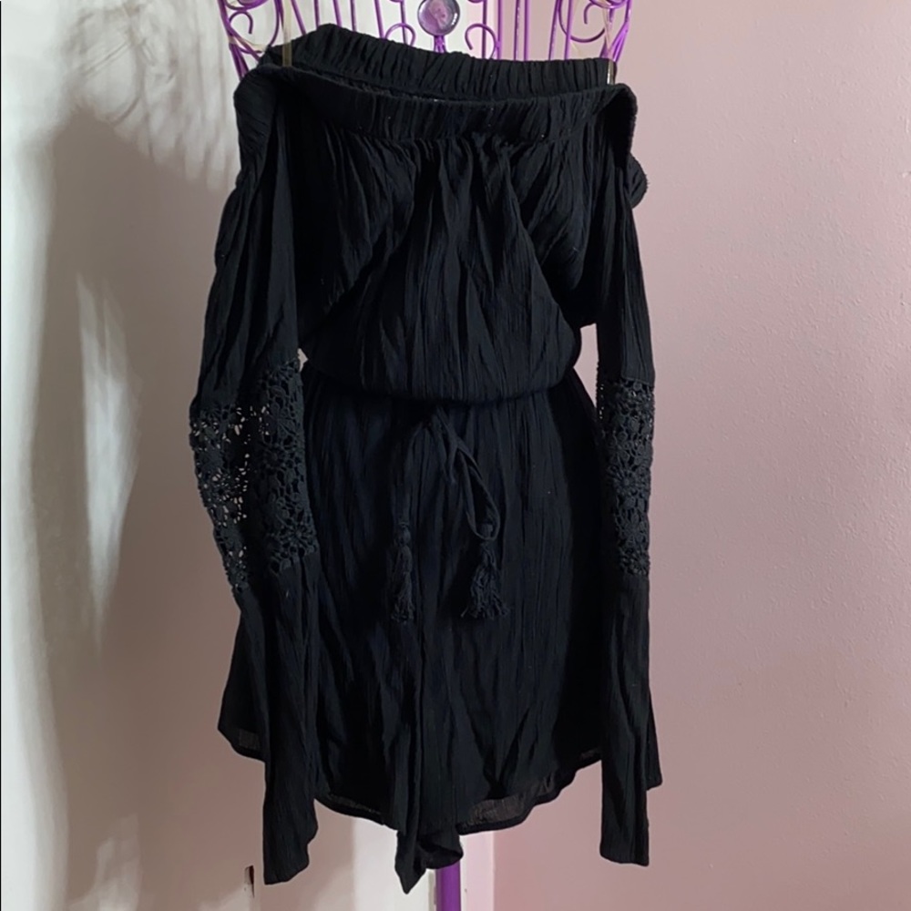 ✨Black Romper with Floral Sleeves✨